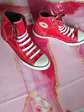 Converse Red High-Top Canvas Sneakers with White Accents